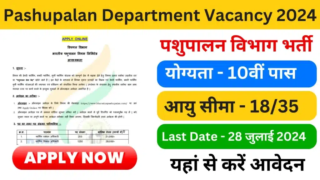 Pashupalan Department Vacancy 2024