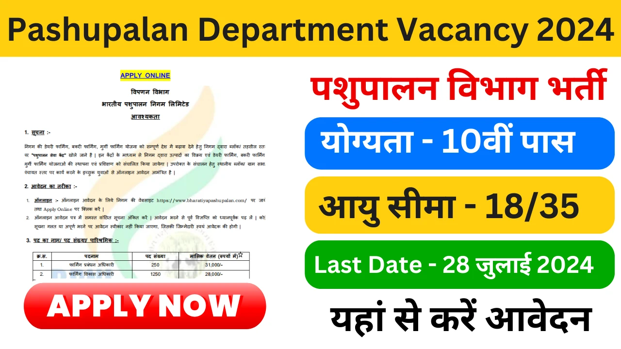 Pashupalan Department Vacancy 2024