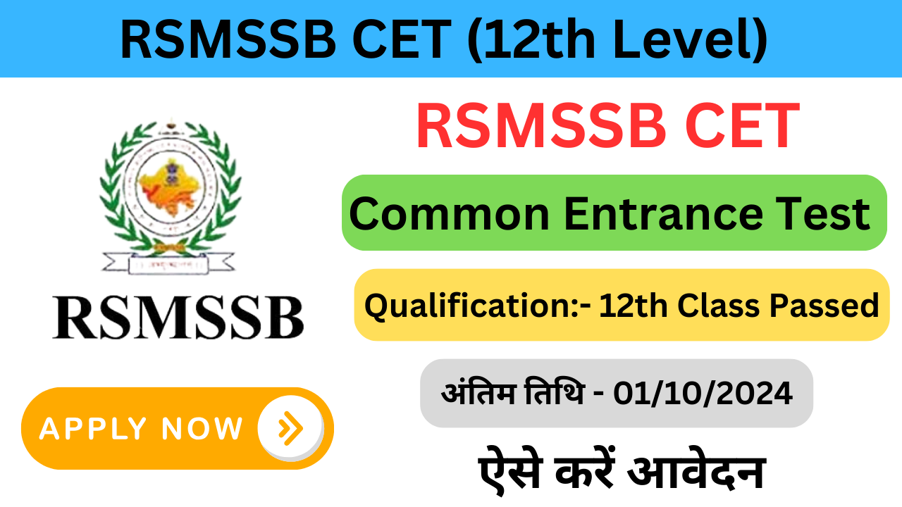 RSMSSB CET 12th Level Online Form 2024