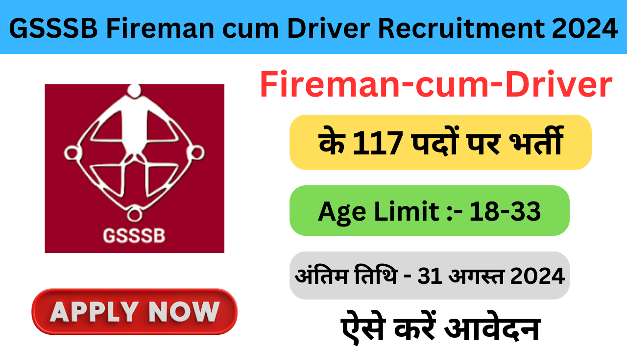 GSSSB Fireman cum Driver Recruitment 2024