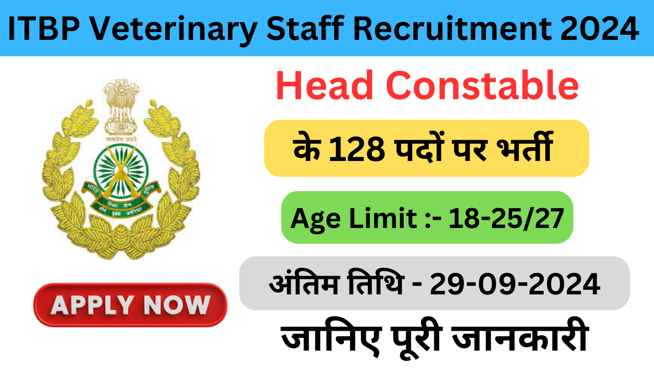 ITBP Veterinary Staff Recruitment 2024