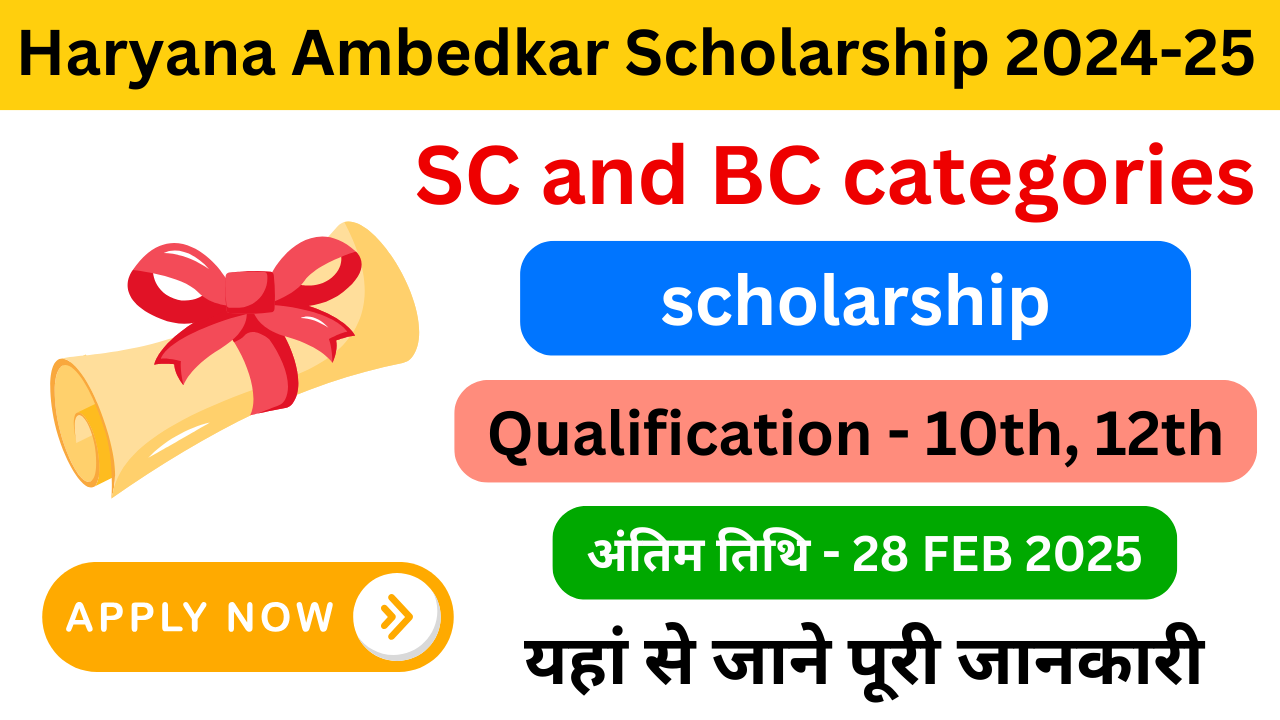 Haryana Ambedkar Scholarship Online Form 2024-25 - Exam Lover