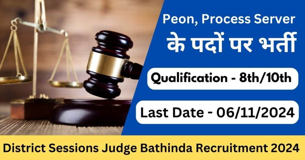 District Sessions Judge, Bathinda Recruitment 2024 – Apply for Process Server and Peon