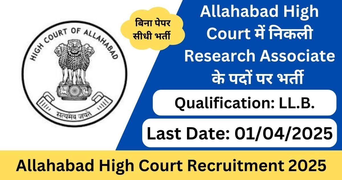 Allahabad High Court Research Associate Jobs 2025