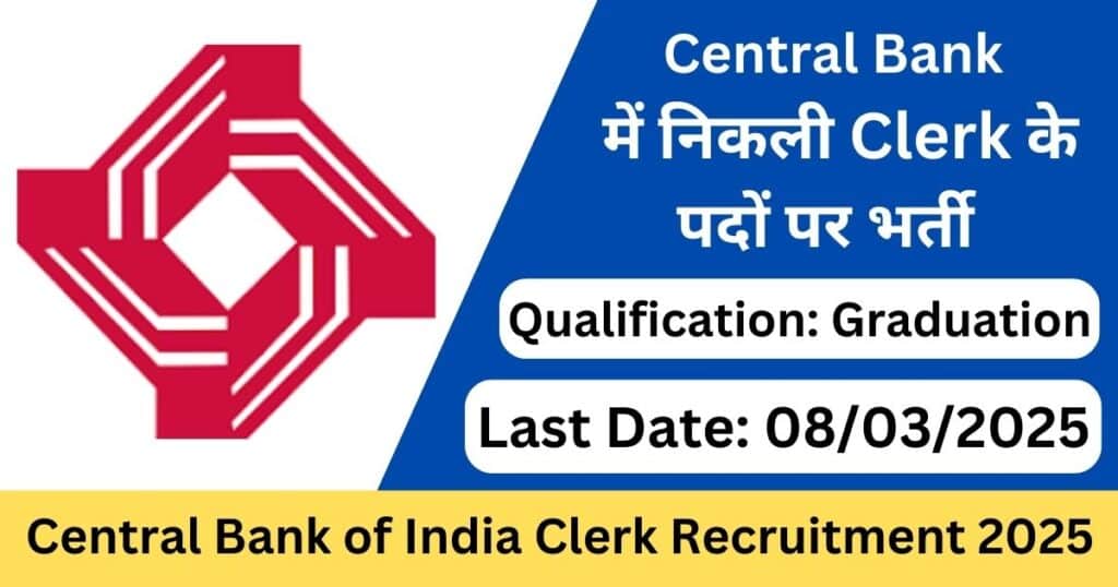 Central Bank of India Clerk Recruitment 2025 Apply Online