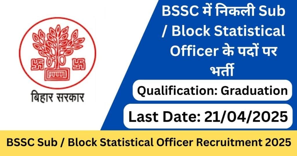 BSSC Sub Statistical Officer Vacancy 2025
