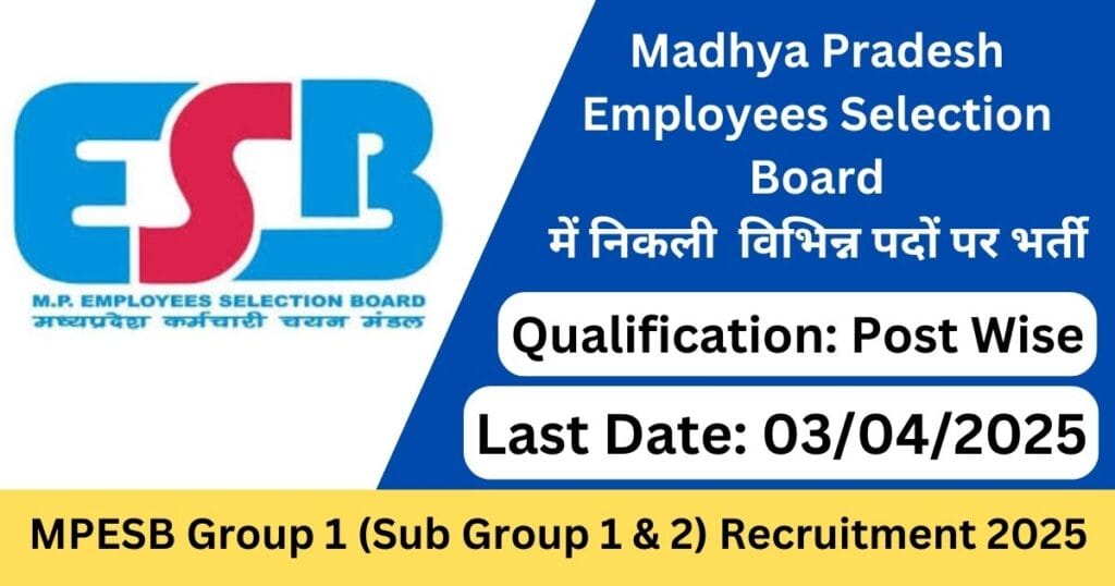 MPESB Group 1 Recruitment 2025 Notification