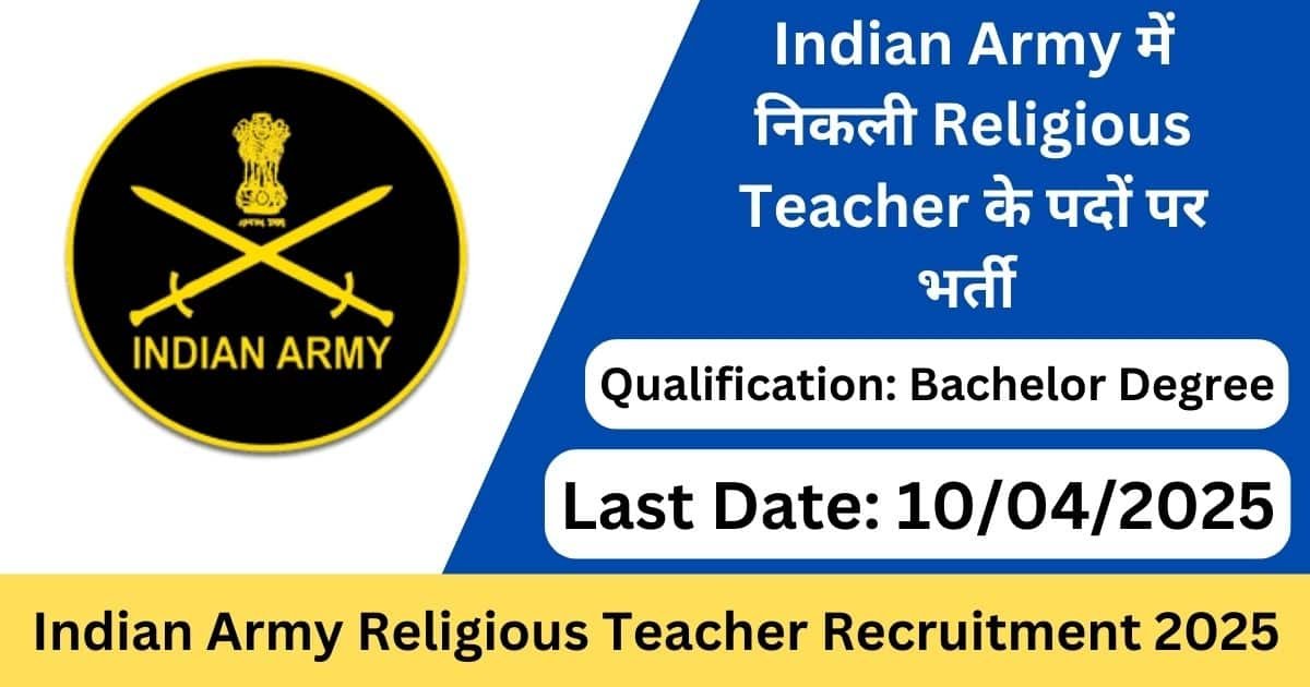 Indian Army Religious Teacher Jobs 2025