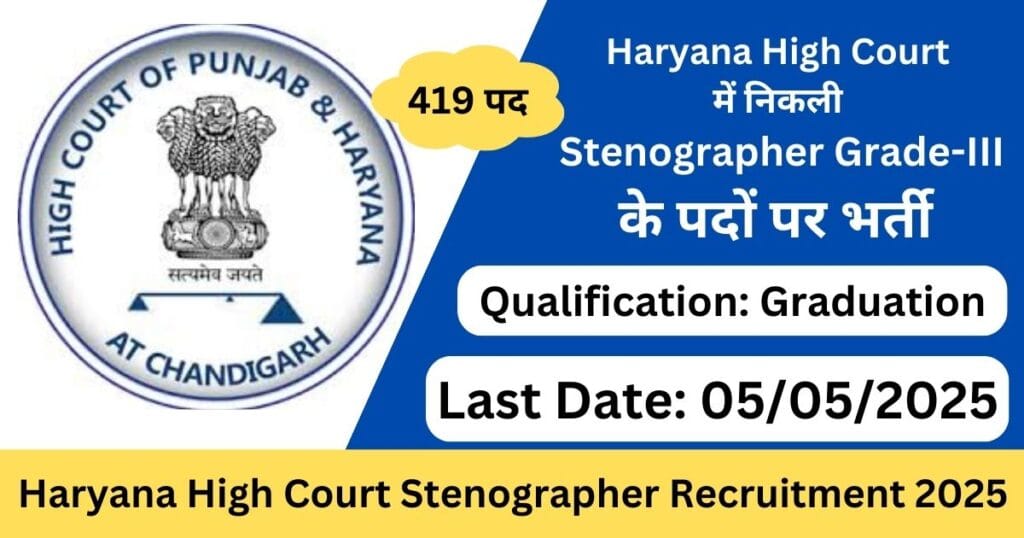 Haryana High Court Stenographer Recruitment 2025