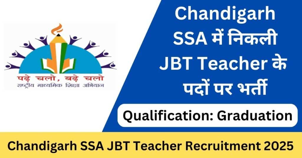 Chandigarh SSA JBT Teacher Recruitment 2025 Apply Online