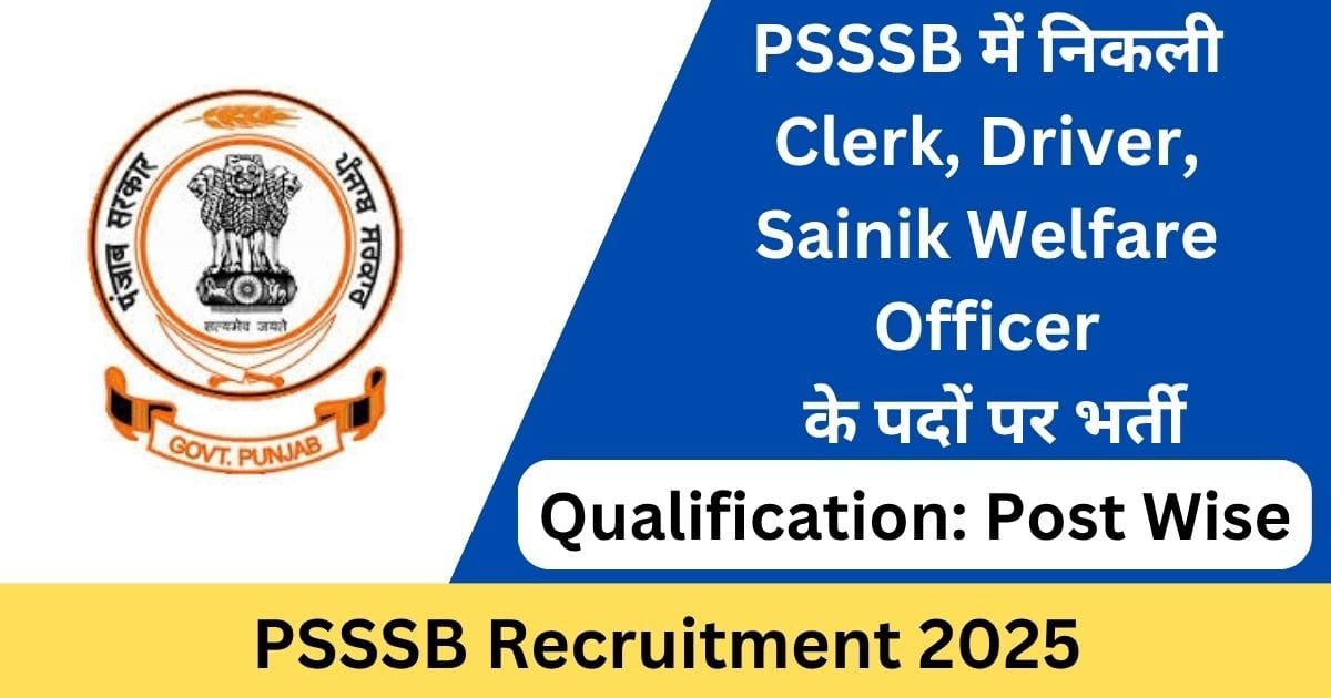 PSSSB Recruitment 2025 Advt. No. 042025