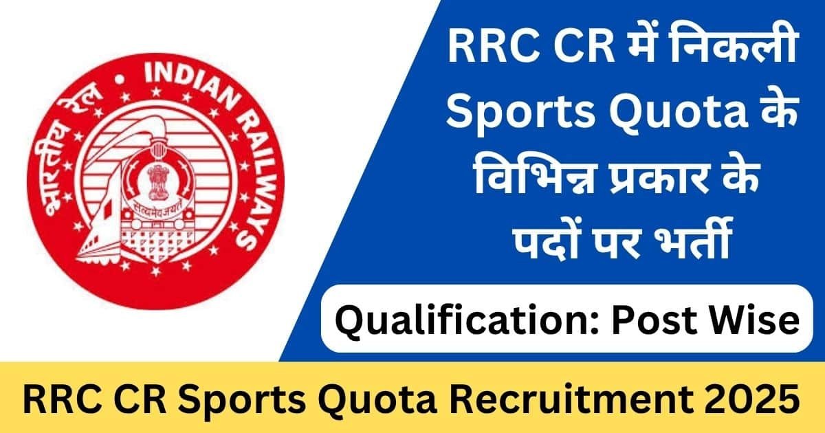 RRC CR Sports Quota Recruitment 2025 Apply online