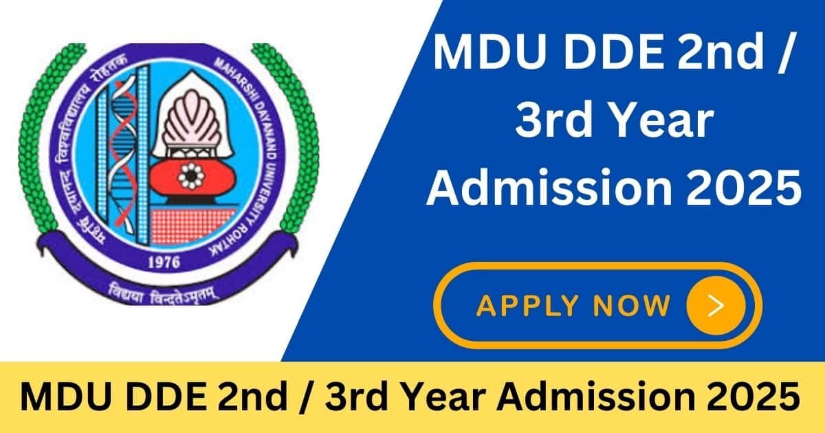 MDU DDE 2nd 3rd Year Admission 2025