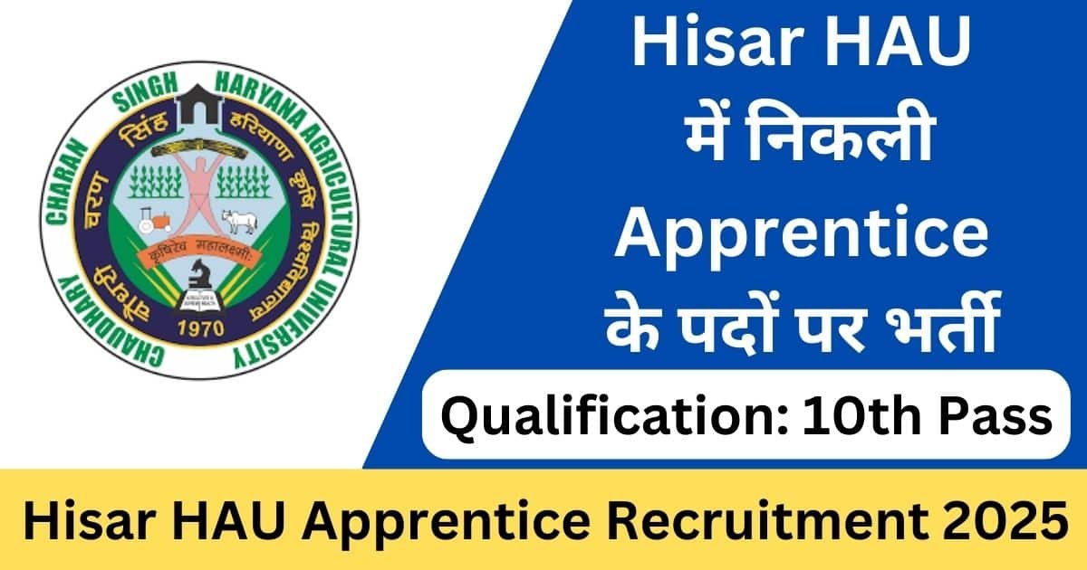 Hisar HAU Apprentice Recruitment 2025 Apply Online
