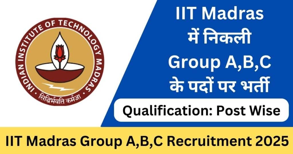 IIT Madras Group A, B, C Online Form 2025