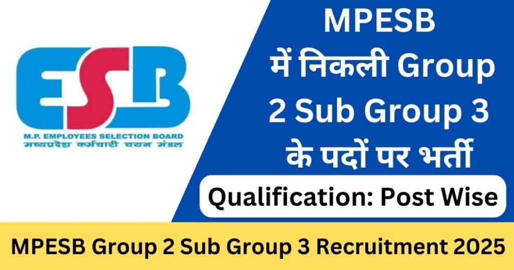 MPESB Group 2 Sub Group 3 Recruitment 2025 Apply Online