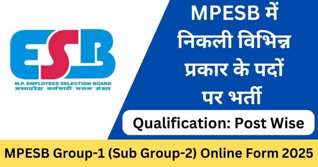 MPESB Group 1 Sub Group 2 Online Form 2025