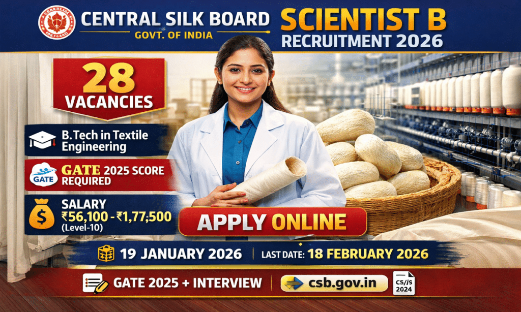 Central Silk Board Scientist B Online Form 2026