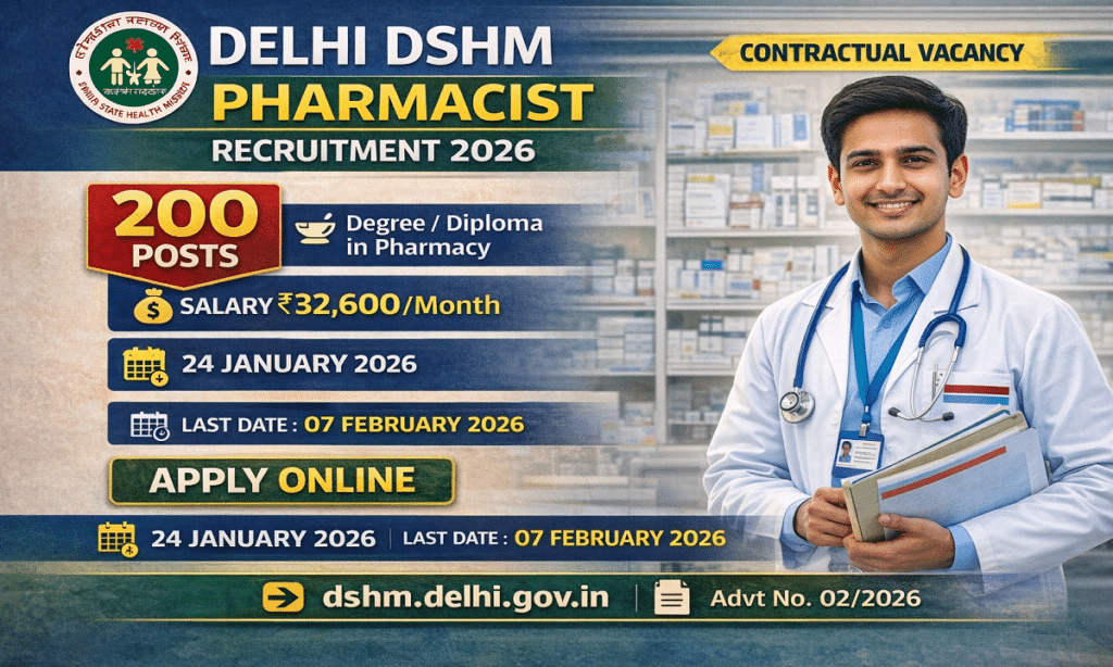 Delhi DSHM Pharmacist Online Form 2026