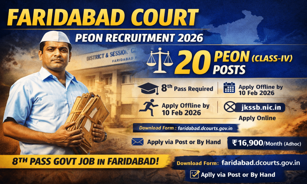 Faridabad Court Peon Offline Form 2026