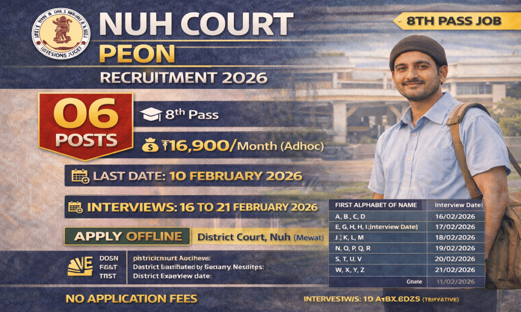 Nuh Court Peon Vacancy Offline Form 2026