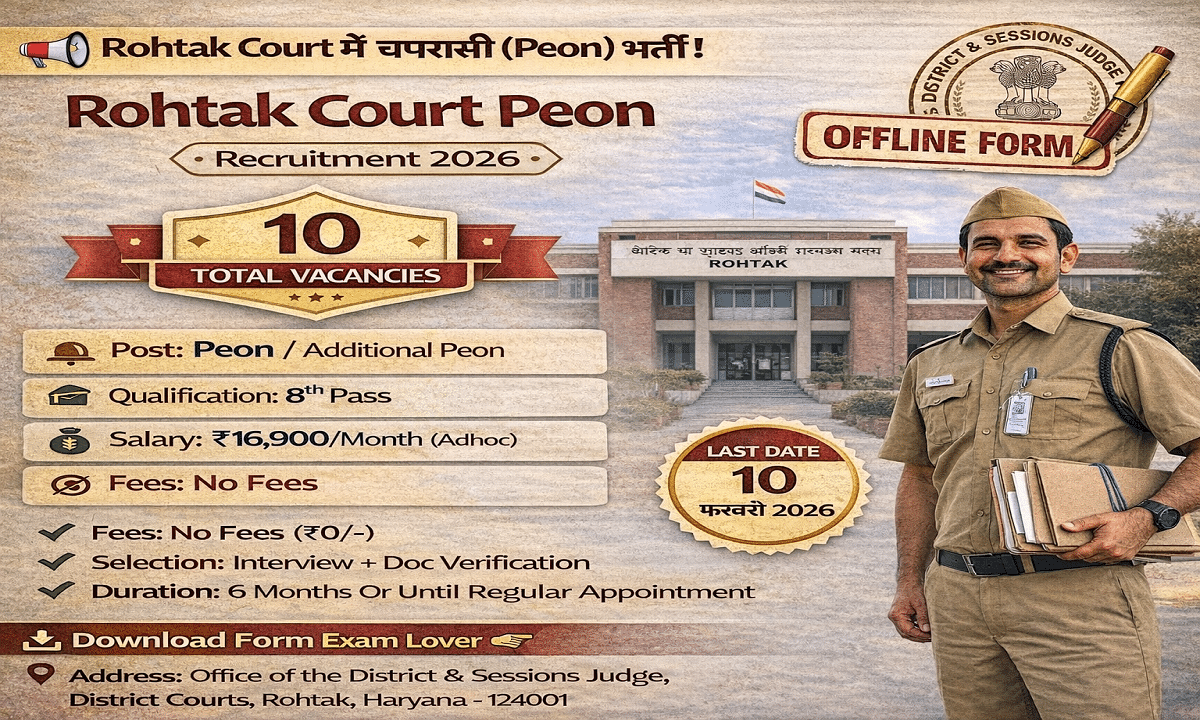 Rohtak Court Peon Offline Form 2026