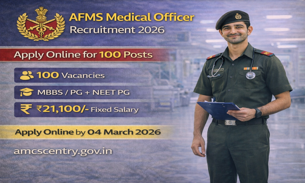Army AFMS SSC Medical Officer Vacancy 2026