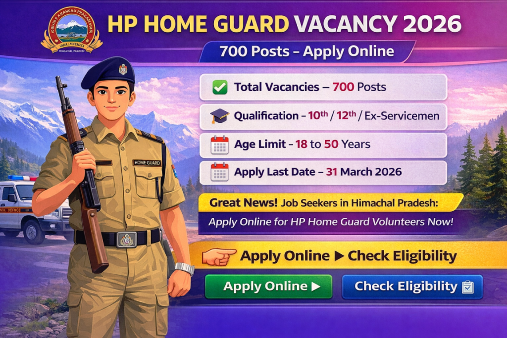 HP Home Guard Vacancy 2026 Notification for 700 Posts Apply Online Before 31 March 2026