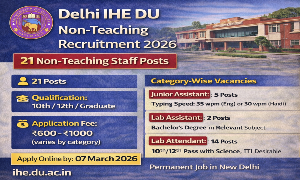Delhi IHE DU Non Teaching Vacancy 2026