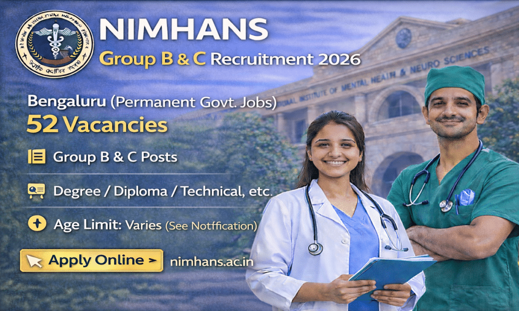 NIMHANS Group B C Recruitment 2026