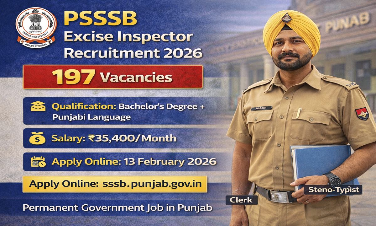 PSSSB Excise Inspector Vacancy 2026