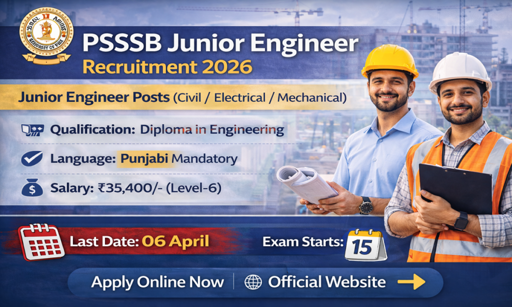 PSSSB Junior Engineer Vacancy 2026