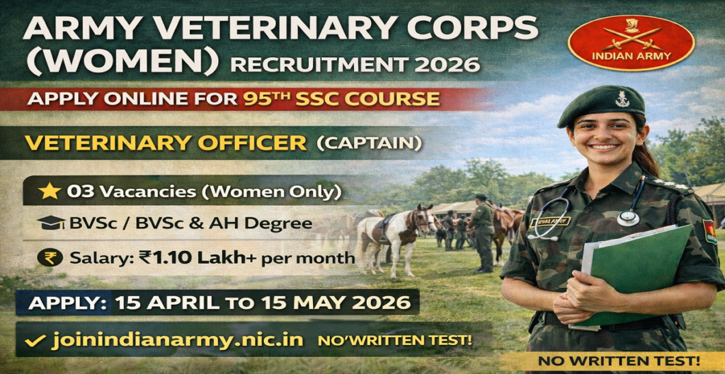 Army Veterinary Corps Women Recruitment 2026