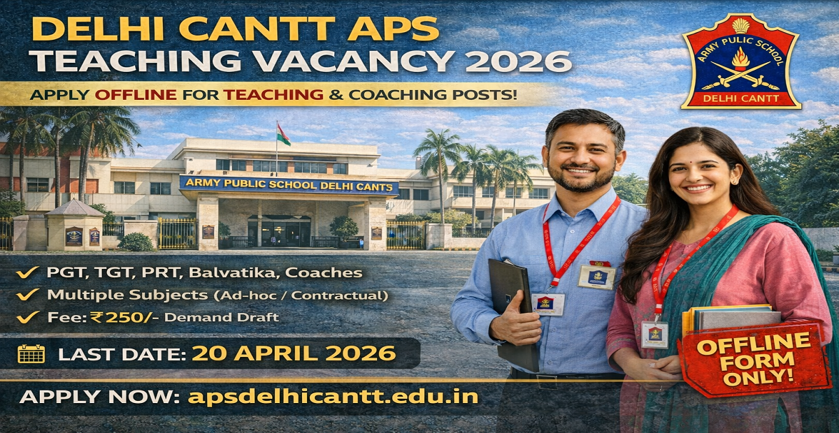 Delhi Cantt APS Teaching Vacancy 2026