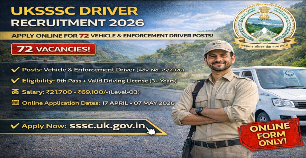 UKSSSC Driver Recruitment 2026 Apply Online