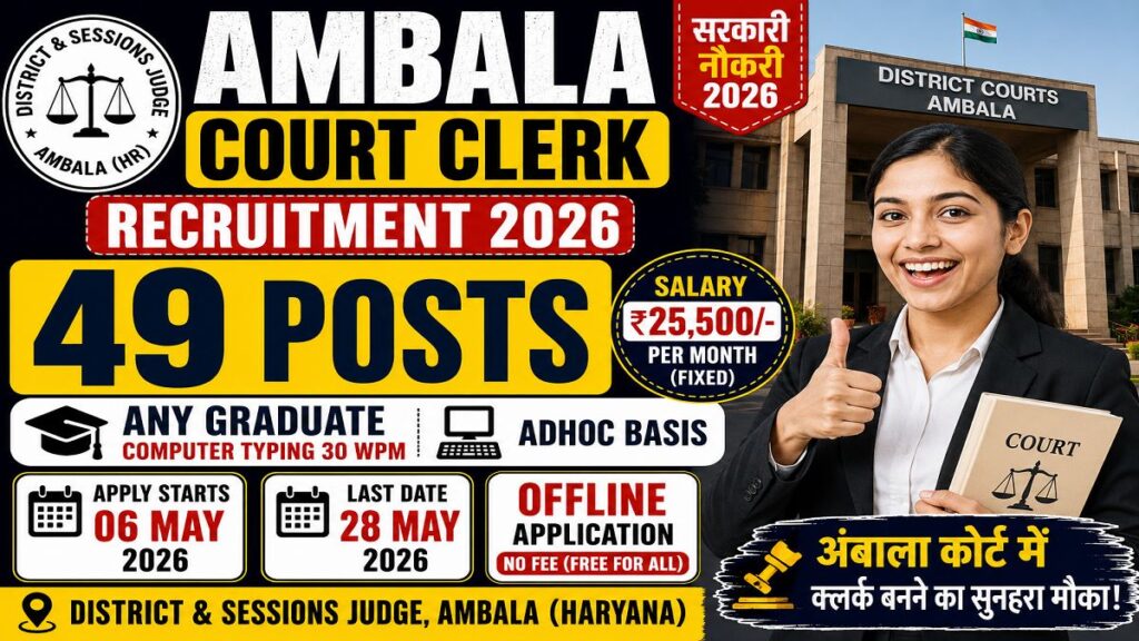 Ambala Court Clerk Offline Form 2026