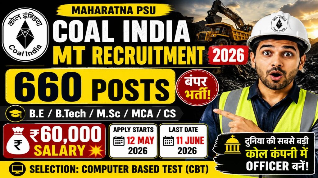 Coal India Management Trainee Recruitment 2026: Apply Online for 660 Posts