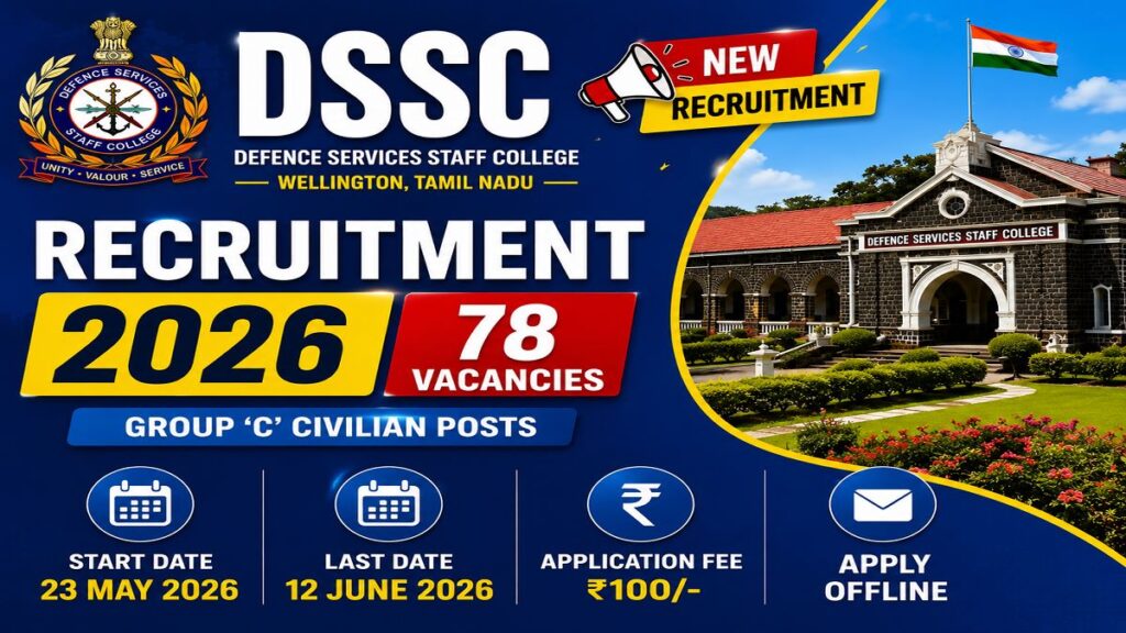DSSC Recruitment 2026 Apply Offline for 78 LDC, MTS