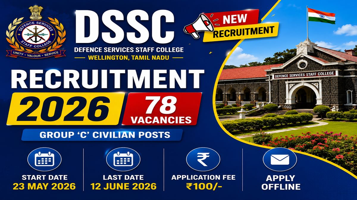 DSSC Recruitment 2026 Apply Offline for 78 LDC, MTS