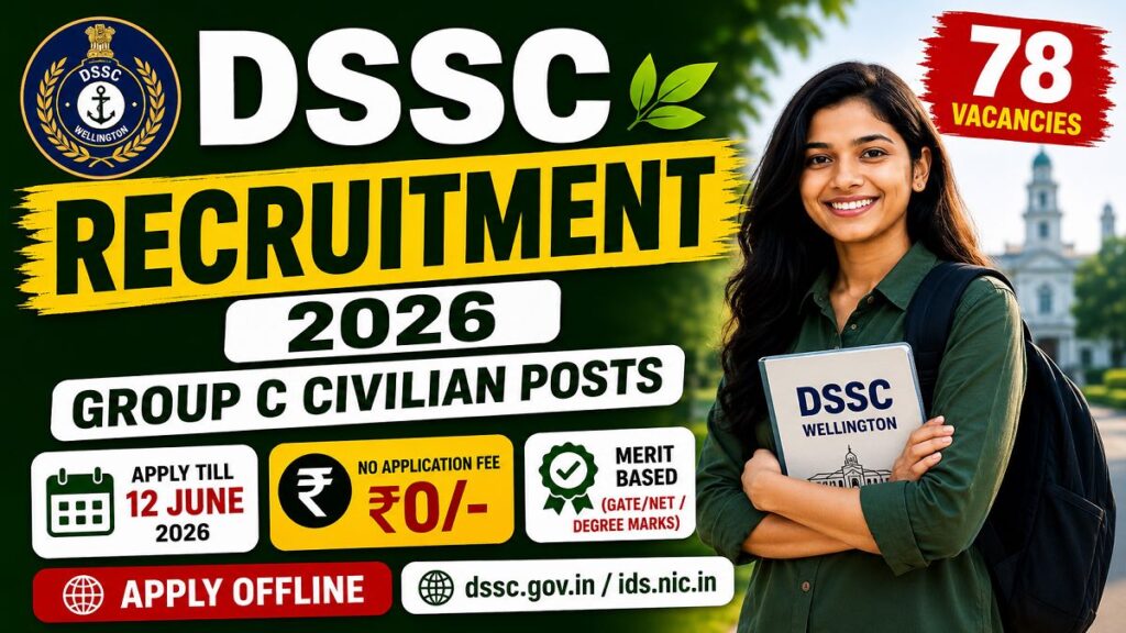 DSSC Recruitment 2026 Apply for 78 LDC, MTS & Group C Posts