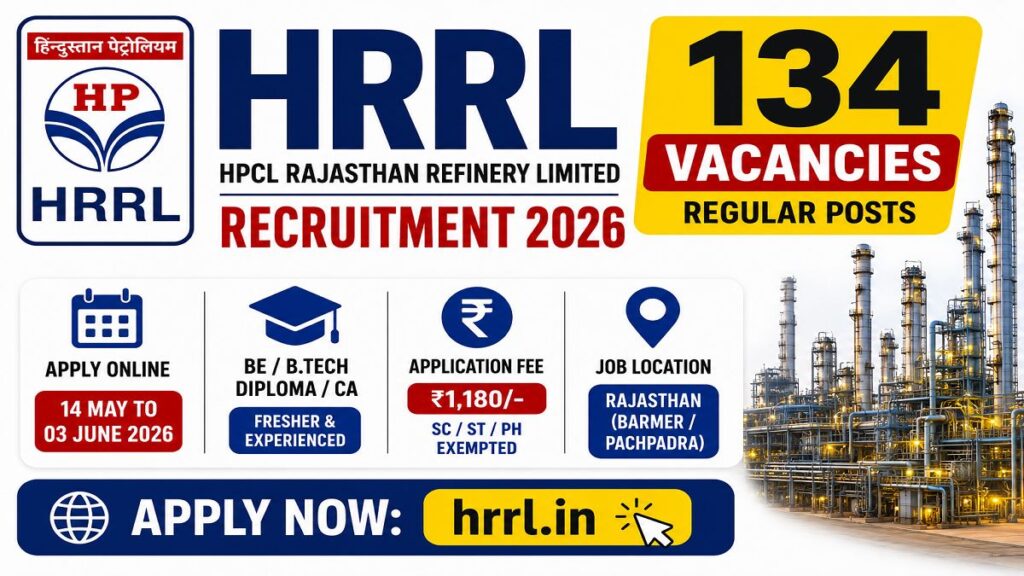 HPCL Rajasthan Refinery Limited Recruitment 2026 for 134 Posts