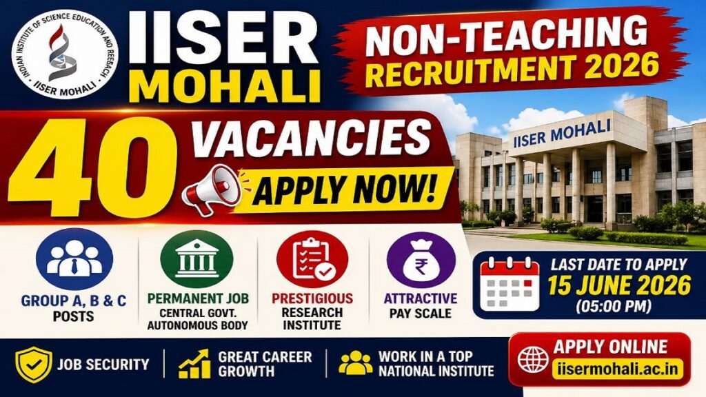 IISER Mohali Non-Teaching Recruitment 2026: Apply Online for 40 Posts