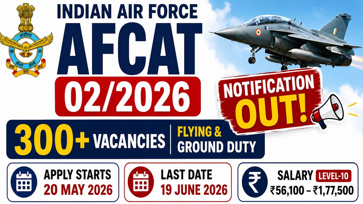 Indian Air Force AFCAT 02/2026: Apply Online for 300+ Posts
