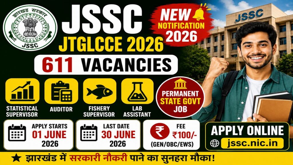 JSSC JTGLCCE Recruitment 2026 Apply Online for 611 Posts