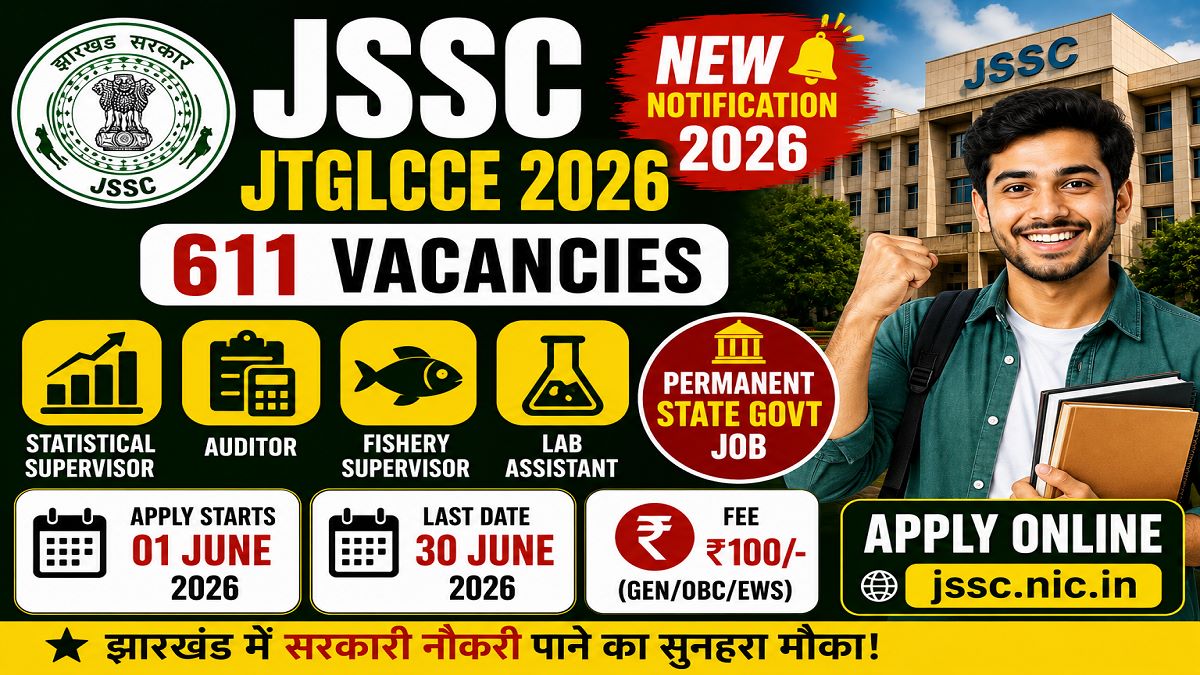 JSSC JTGLCCE Recruitment 2026 Apply Online for 611 Posts