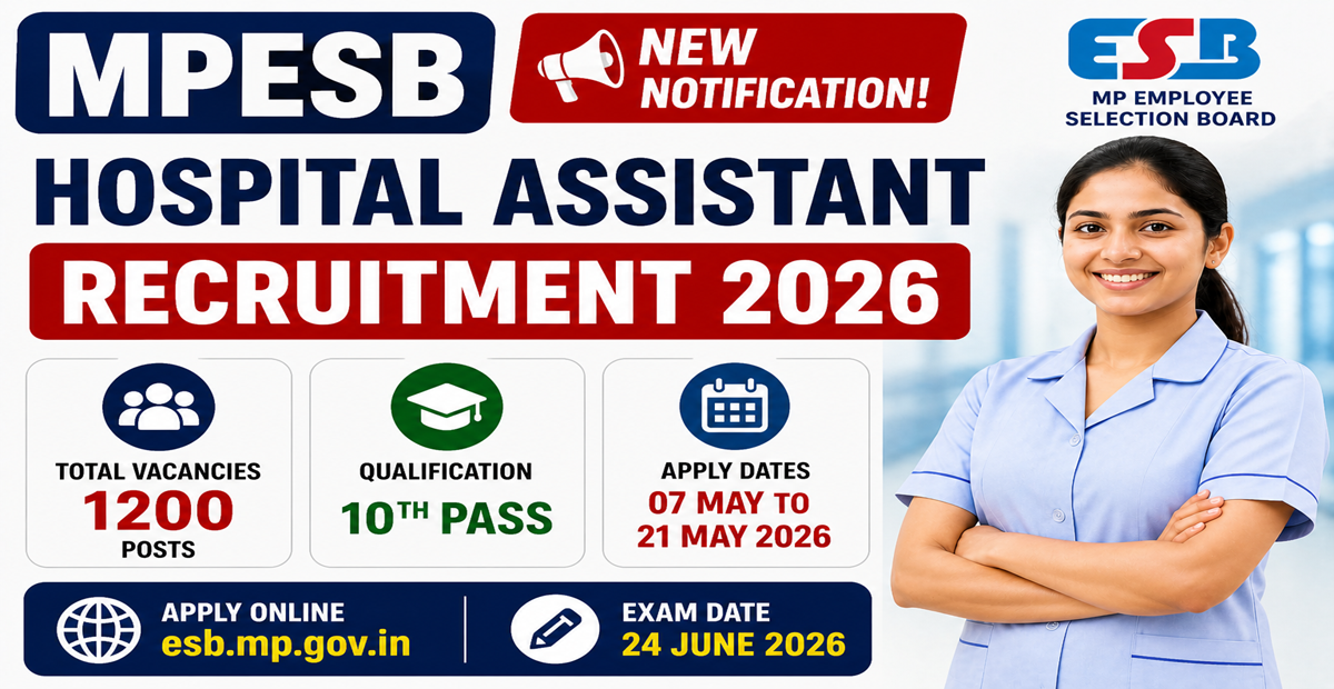 MPESB Hospital Assistant Recruitment 2026 💥 1200 Posts 10th Pass Govt Job