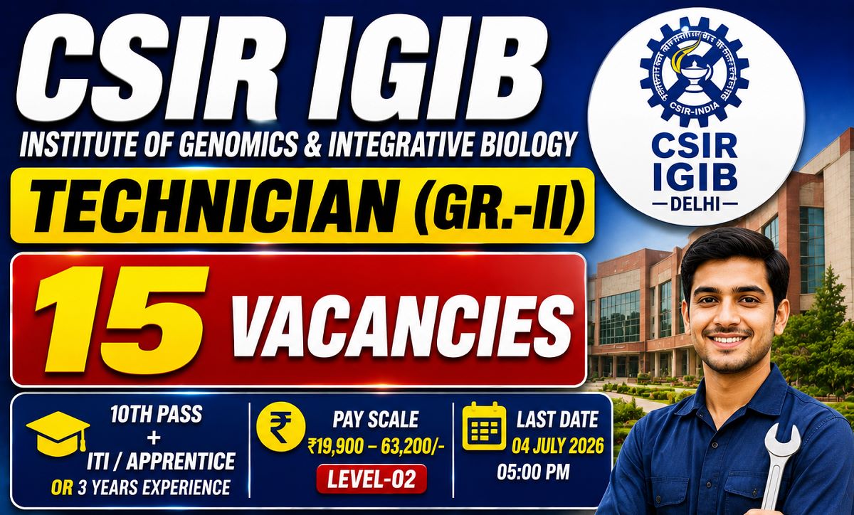 CSIR IGIB Delhi Technician Recruitment 2026