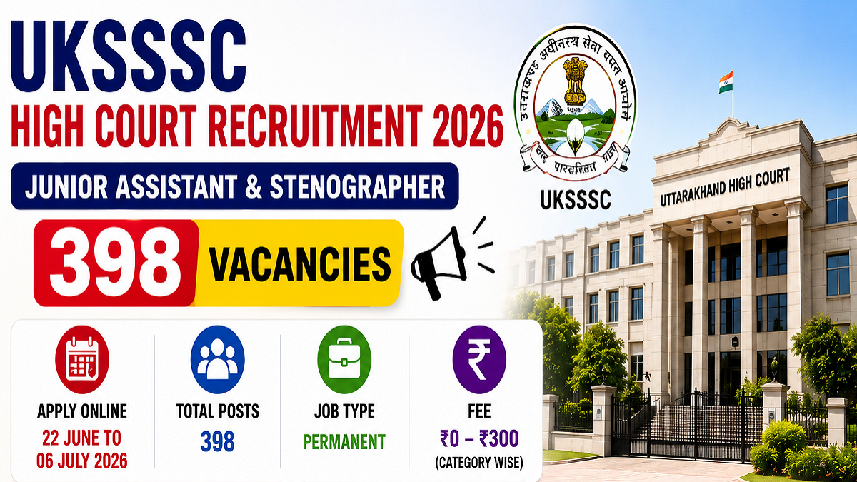 UKSSSC High Court Junior Assistant Steno Recruitment 2026