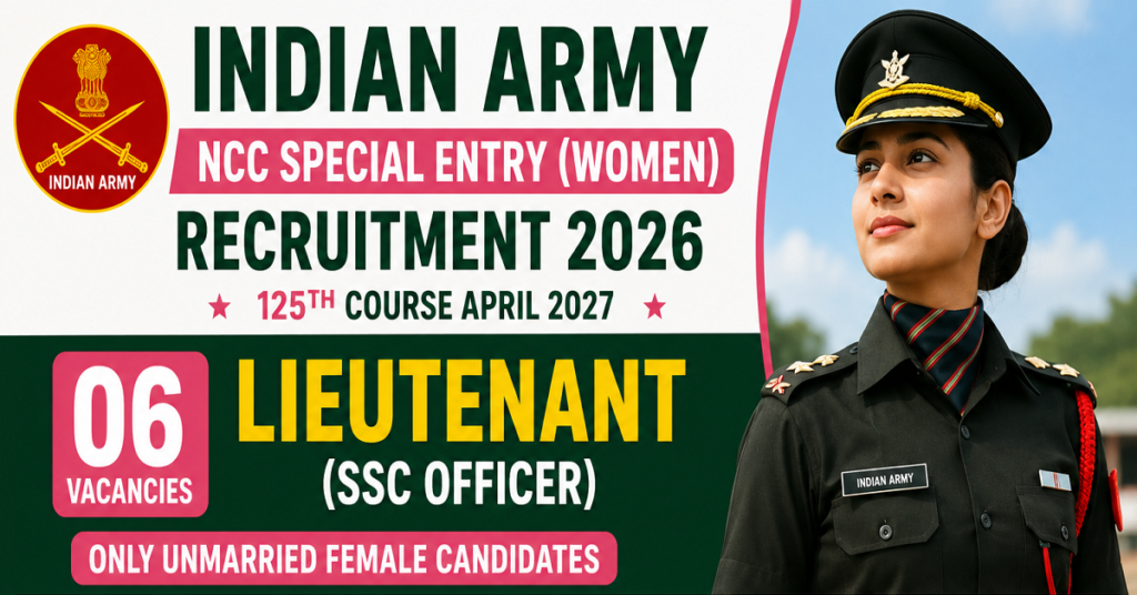 Army NCC Special Entry Women Recruitment 2026