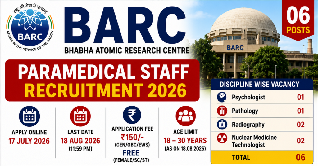 BARC Paramedical Staff Recruitment 2026